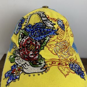 Vegas Royalty Trucker Mesh Adjustable Hat Cap STONES BLING Peace Love Tattoo